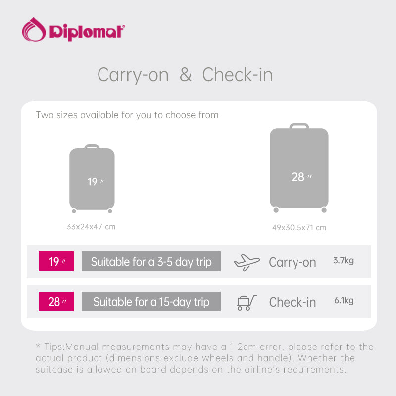 Diplomat TC-929 Silver  19” & 28” Carry-on & Check-in Luggage