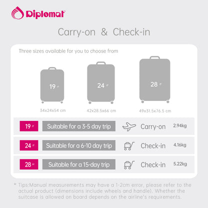 Diplomat TC-2009 Red 19“ Carry-on & 24" Check-in & 28" Check-in Lugggage